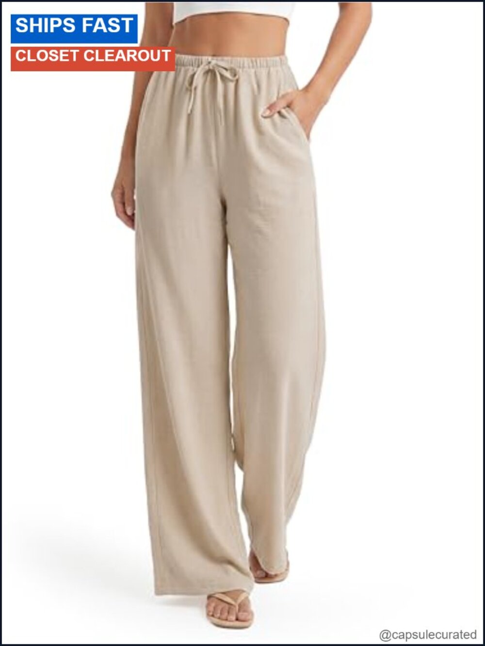 Tall Women Wide Leg Palazzo Pants Pull On Drawstring Pockets